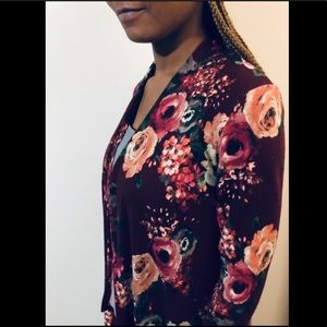 Vamp Long Open Front Floral Summer Cardigan